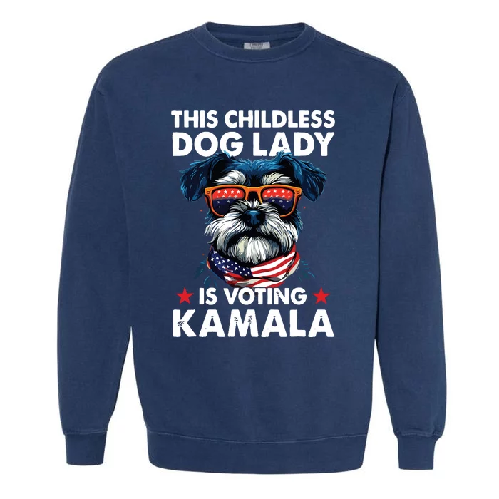 Childless Dog Lady Kamala Harris 2024 Miniature Schnauzer Garment-Dyed Sweatshirt