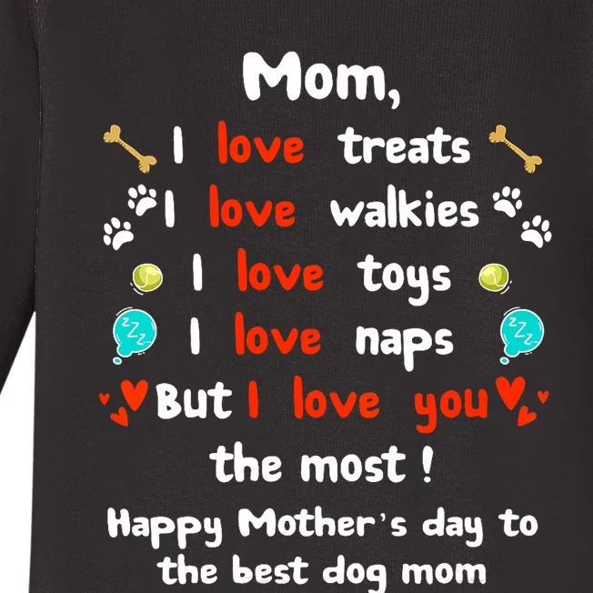 Cute Dog Mom Mothers Day Happy Mothers Day Gifts From Dog Baby Long Sleeve Bodysuit