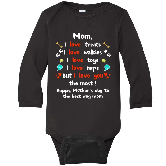 Cute Dog Mom Mothers Day Happy Mothers Day Gifts From Dog Baby Long Sleeve Bodysuit