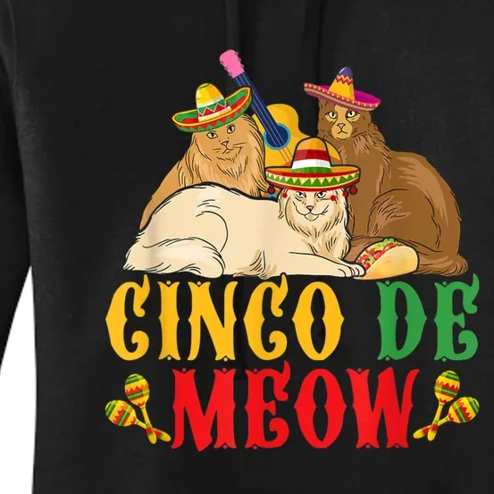 Cinco De Meow Funny Cinco De Mayo Women Cat Women's Pullover Hoodie