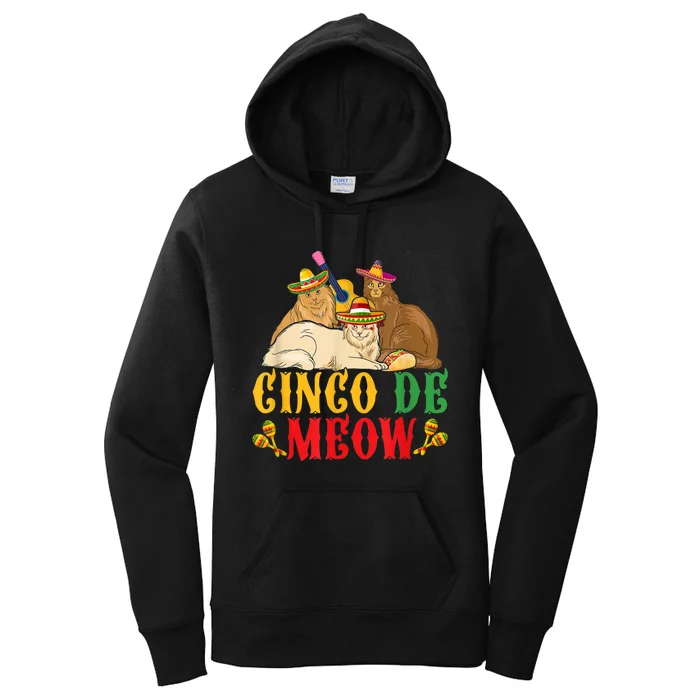 Cinco De Meow Funny Cinco De Mayo Women Cat Women's Pullover Hoodie