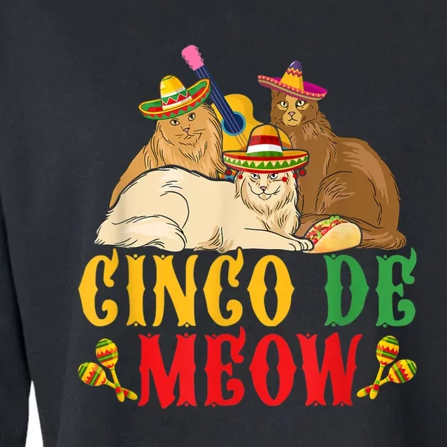 Cinco De Meow Funny Cinco De Mayo Women Cat Cropped Pullover Crew