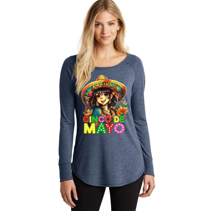 Cinco De Mayo Girl Mexican Fiesta 5 De Mayo Anime Girl Women's Perfect Tri Tunic Long Sleeve Shirt