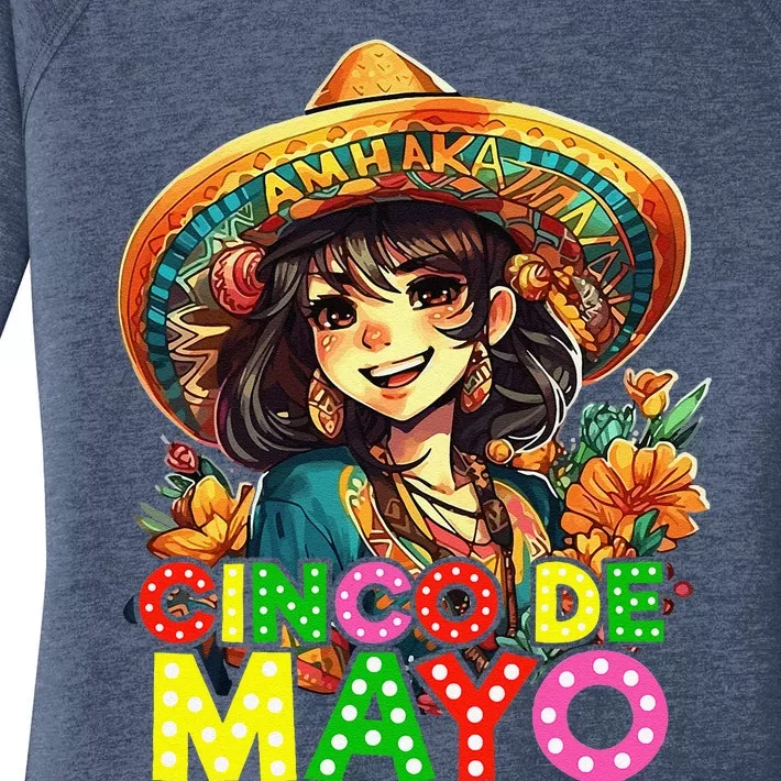 Cinco De Mayo Girl Mexican Fiesta 5 De Mayo Anime Girl Women's Perfect Tri Tunic Long Sleeve Shirt