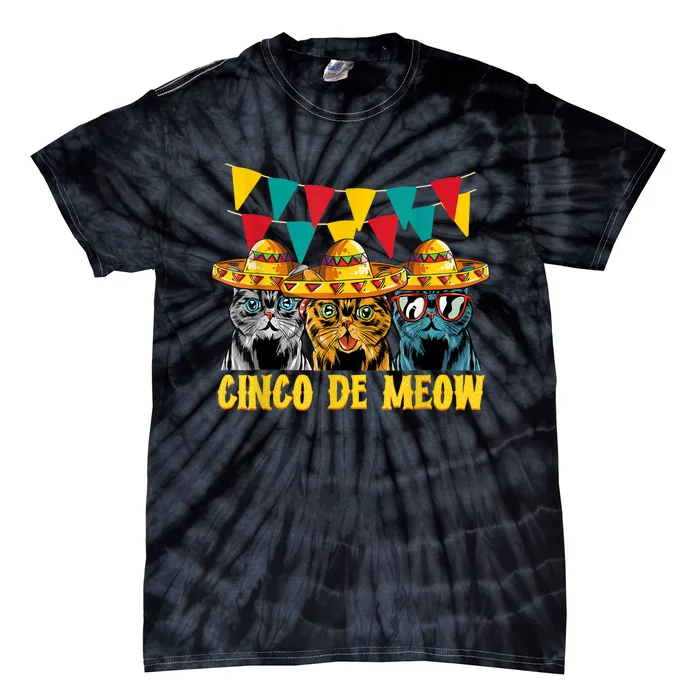 Cinco De Meow Cats Cinco De Mayo Mexico Tie-Dye T-Shirt