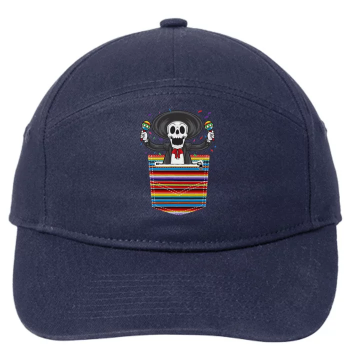 Cinco De Mayo Calaca Blanket Pocket Serape Mexican 7-Panel Snapback Hat