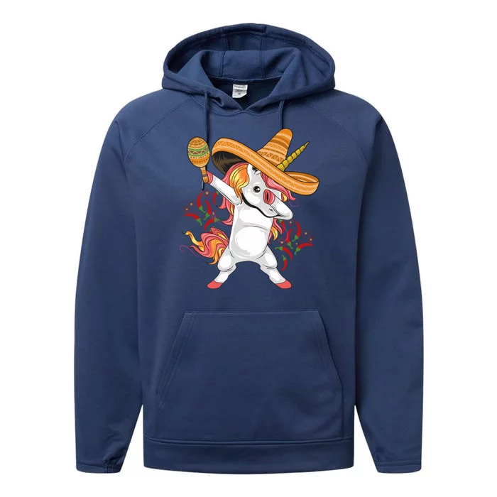 Cinco De Mayo Unicorn Dab Performance Fleece Hoodie