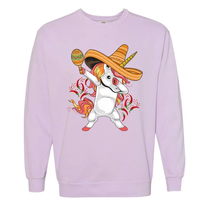 Cinco De Mayo Unicorn Dab Garment-Dyed Sweatshirt