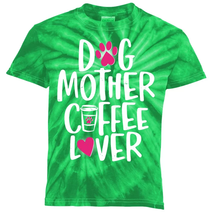 Cute Dog Mother Coffee Lover Kids Tie-Dye T-Shirt