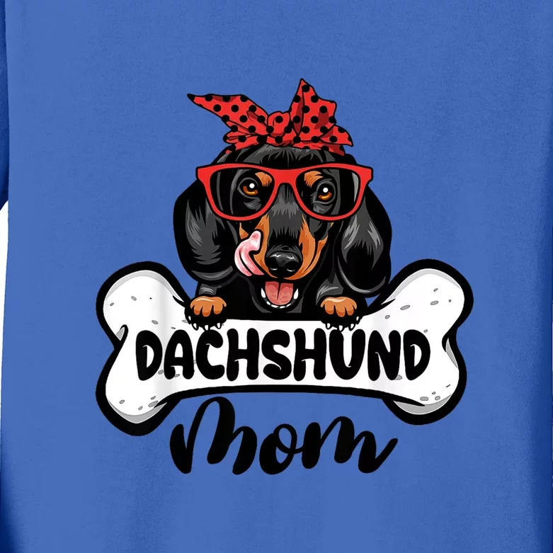 Cute Dachshund Mom Dog Bone Dog Mama Mothers Day Gift Kids Long Sleeve Shirt