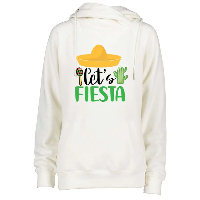 Cinco De Mayo Let's Fiesta Cactus Sombrero Hat Funny Gift Womens Funnel Neck Pullover Hood