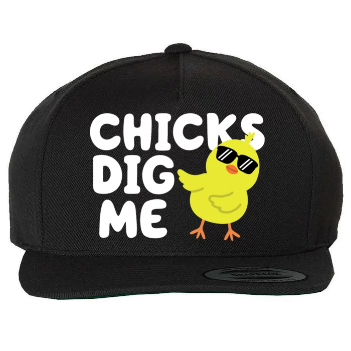 Chicks Dig Me Funny Baby Chick Chicken Wool Snapback Cap