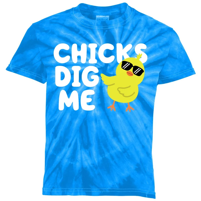 Chicks Dig Me Funny Baby Chick Chicken Kids Tie-Dye T-Shirt