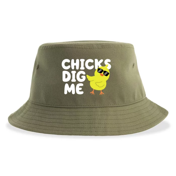 Chicks Dig Me Funny Baby Chick Chicken Sustainable Bucket Hat