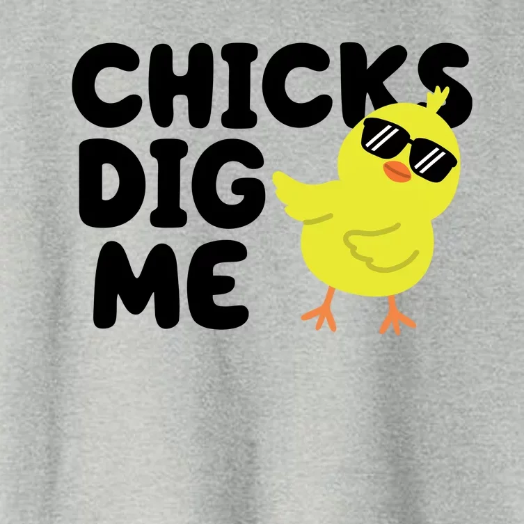 Chicks Dig Me Funny Baby Chick Chicken Women's Crop Top Tee