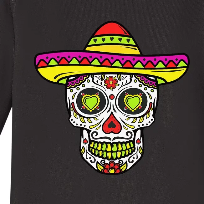 Cinco de Mayo Skull Dia De Los Muertos Mexican Halloween Baby Long Sleeve Bodysuit