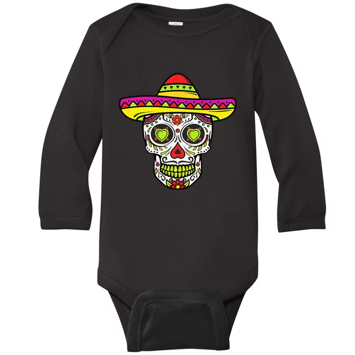 Cinco de Mayo Skull Dia De Los Muertos Mexican Halloween Baby Long Sleeve Bodysuit