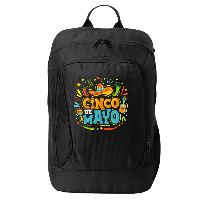 Cinco De Mayo Funny Mexican Sombrero Maracas With Tacos City Backpack