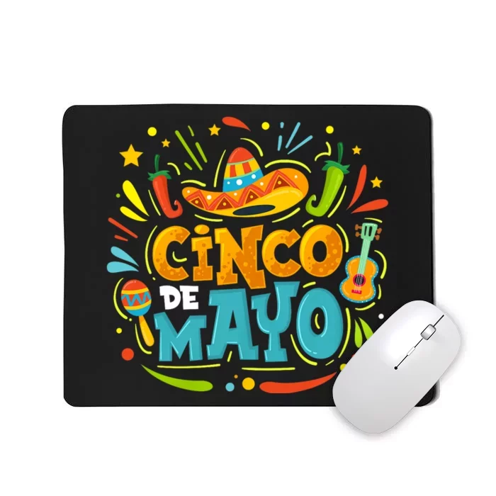 Cinco De Mayo Funny Mexican Sombrero Maracas With Tacos Mousepad