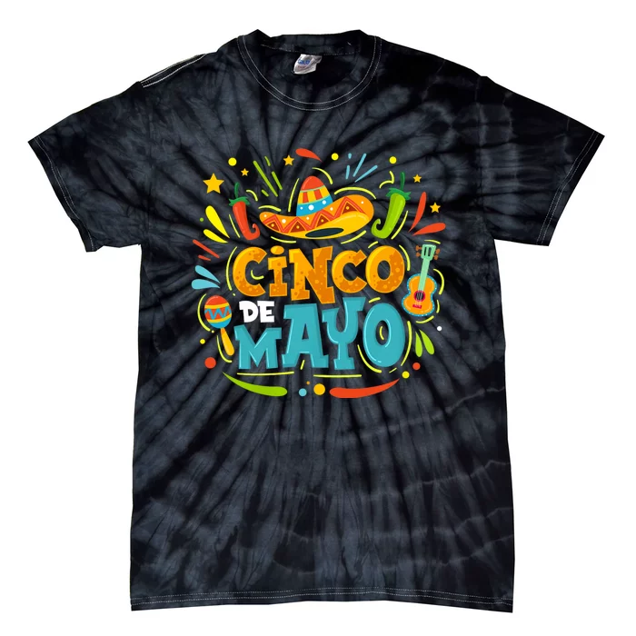 Cinco De Mayo Funny Mexican Sombrero Maracas With Tacos Tie-Dye T-Shirt