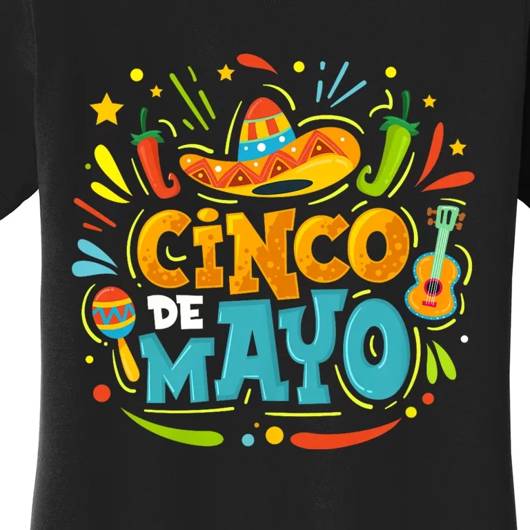 Cinco De Mayo Funny Mexican Sombrero Maracas With Tacos Women's T-Shirt