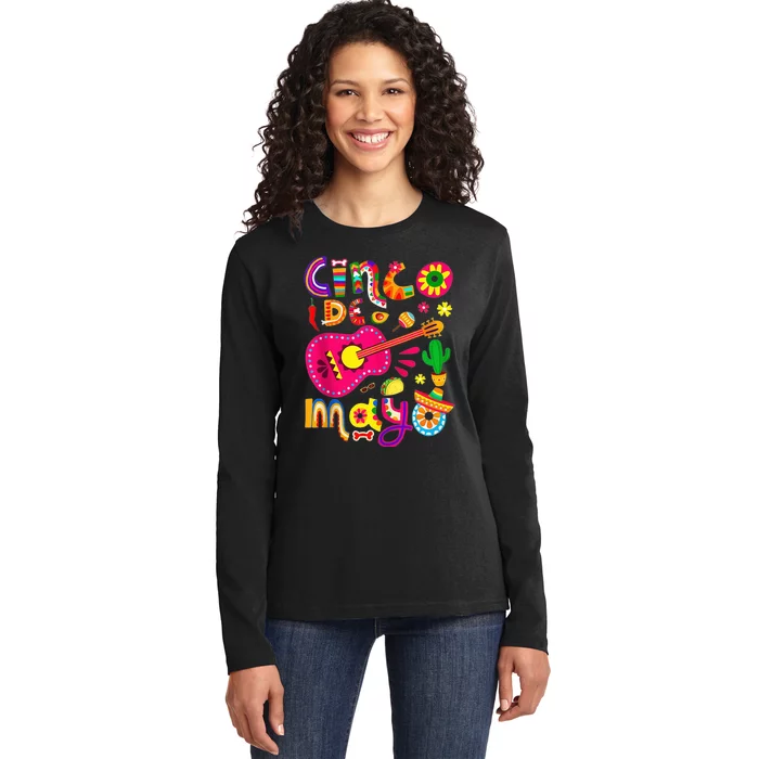 Cinco De Mayo Shirt Mexican Fiesta 5 De Mayo Wo's Ladies Long Sleeve Shirt