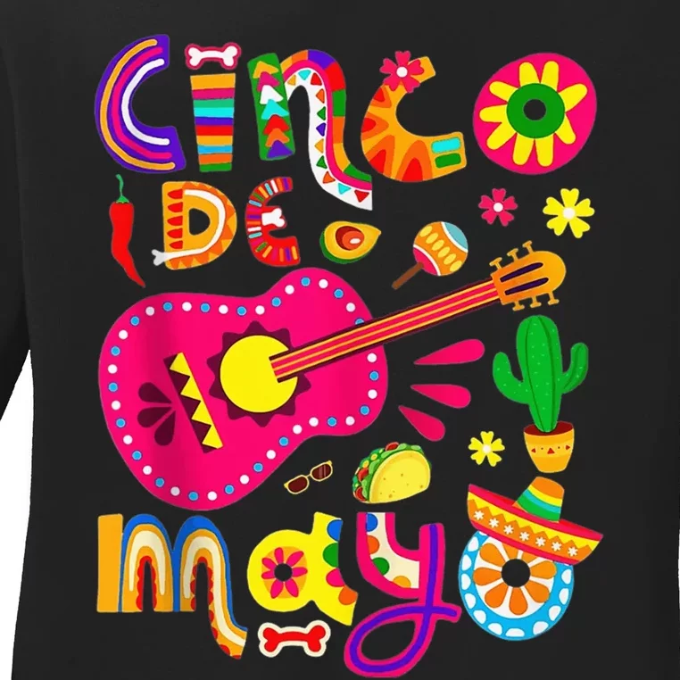 Cinco De Mayo Shirt Mexican Fiesta 5 De Mayo Wo's Ladies Long Sleeve Shirt