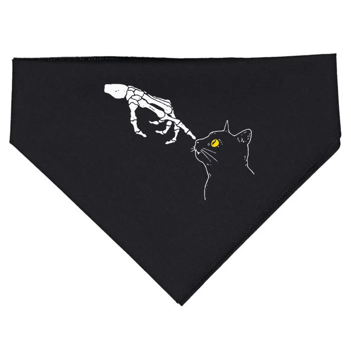 Cat Dad Mom Black Cat Lover Skeleton Hand Funny Halloween USA-Made Doggie Bandana