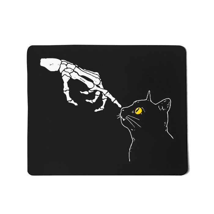 Cat Dad Mom Black Cat Lover Skeleton Hand Funny Halloween Mousepad