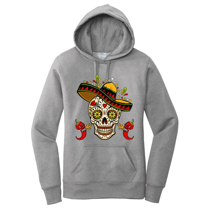 Cinco De Mayo Mexican Fiesta Sugar Skull Cinco De Mayo Women's Pullover Hoodie