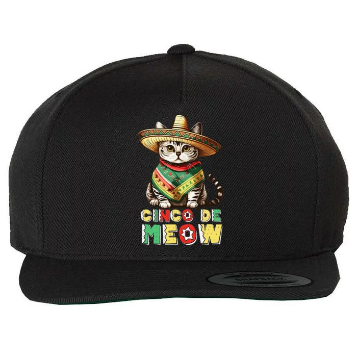 Cinco De Mayo Funny Mexican Cat Sombrero Poncho Wool Snapback Cap