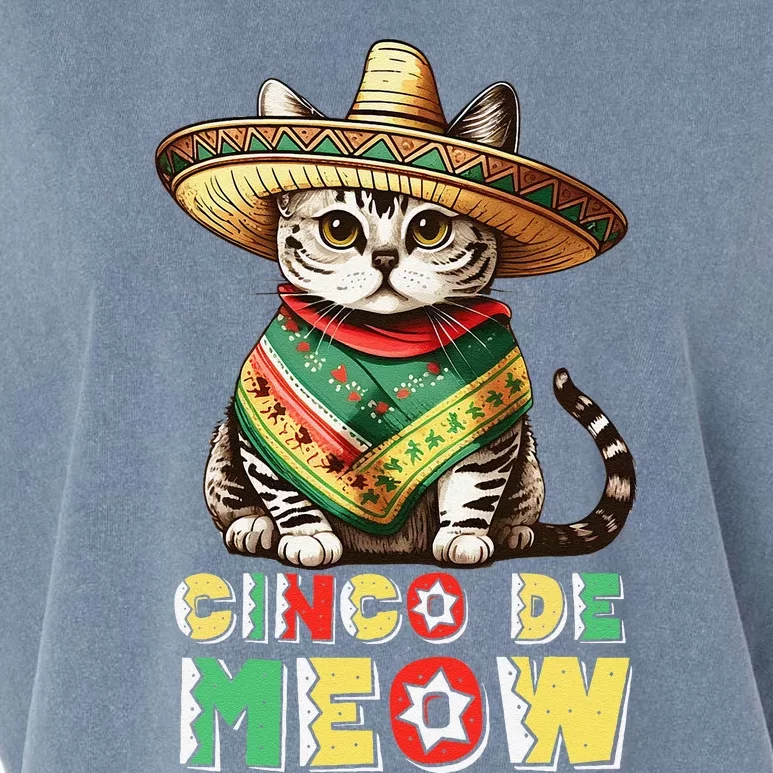 Cinco De Mayo Funny Mexican Cat Sombrero Poncho Garment-Dyed Women's Muscle Tee