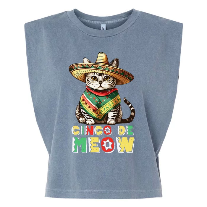 Cinco De Mayo Funny Mexican Cat Sombrero Poncho Garment-Dyed Women's Muscle Tee