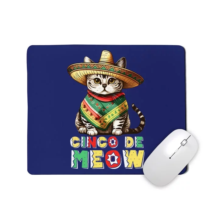 Cinco De Mayo Funny Mexican Cat Sombrero Poncho Mousepad