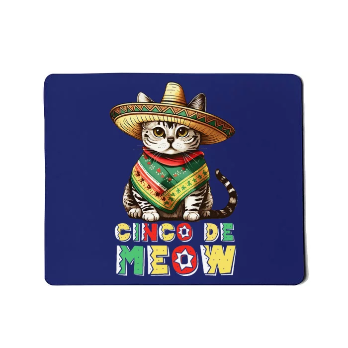 Cinco De Mayo Funny Mexican Cat Sombrero Poncho Mousepad