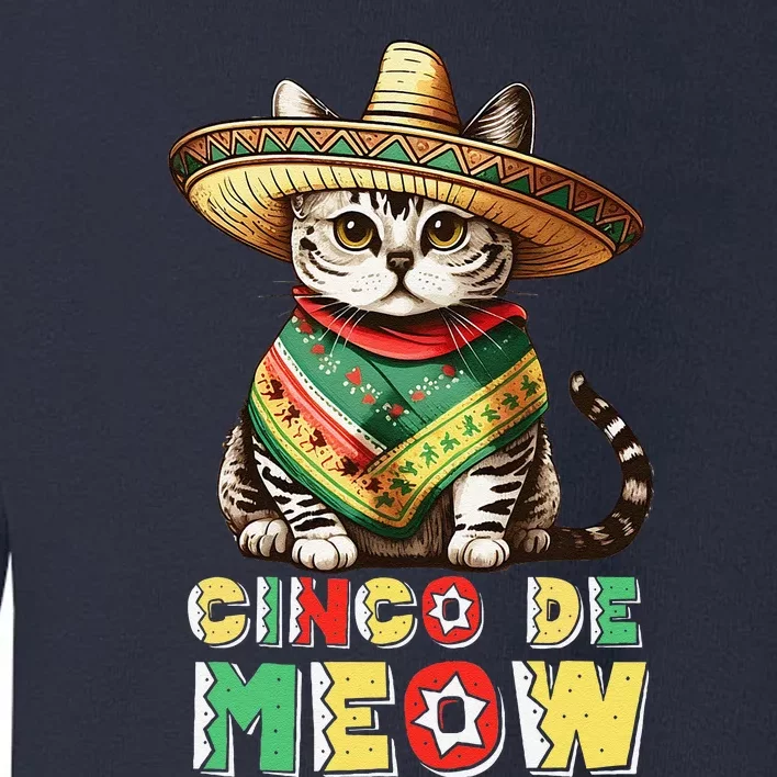 Cinco De Mayo Funny Mexican Cat Sombrero Poncho Toddler Sweatshirt