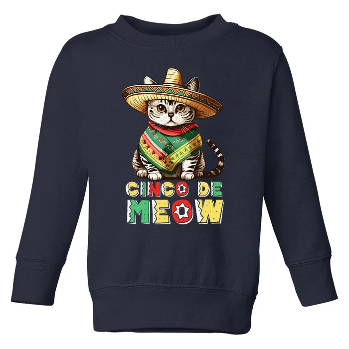 Cinco De Mayo Funny Mexican Cat Sombrero Poncho Toddler Sweatshirt