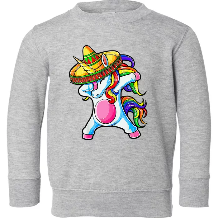 Cinco De Mayo Funny Dabbing Unicorn Sombrero Mexican Toddler Sweatshirt