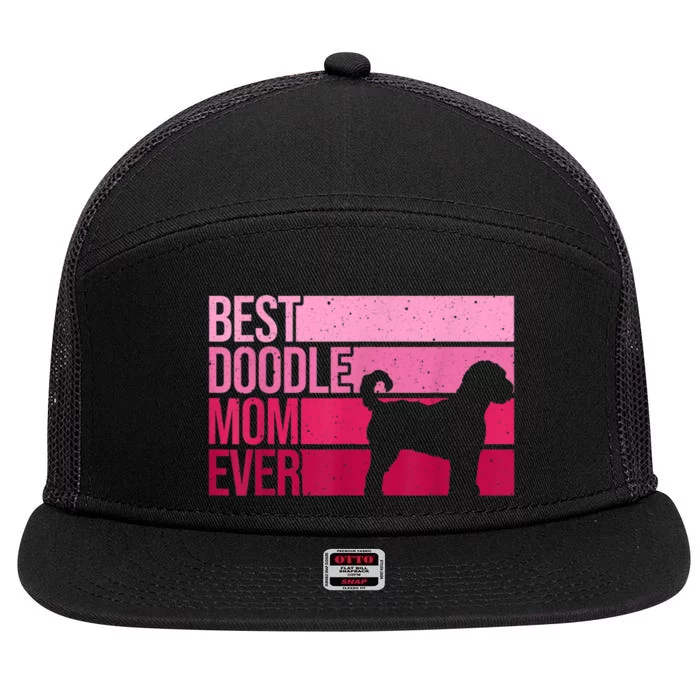 Cool Doodle Mom Art Women Aussiedoodle Goldendoodle Dog 7 Panel Mesh Trucker Snapback Hat