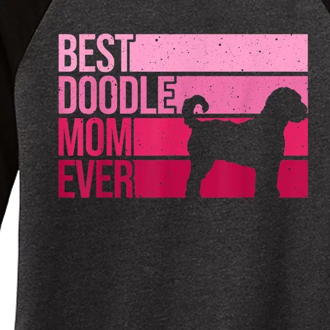 Cool Doodle Mom Art Women Aussiedoodle Goldendoodle Dog Women's Tri-Blend 3/4-Sleeve Raglan Shirt