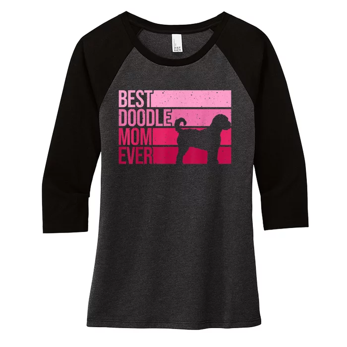 Cool Doodle Mom Art Women Aussiedoodle Goldendoodle Dog Women's Tri-Blend 3/4-Sleeve Raglan Shirt