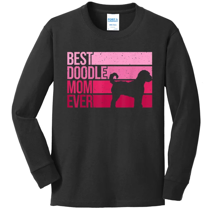 Cool Doodle Mom Art Women Aussiedoodle Goldendoodle Dog Kids Long Sleeve Shirt