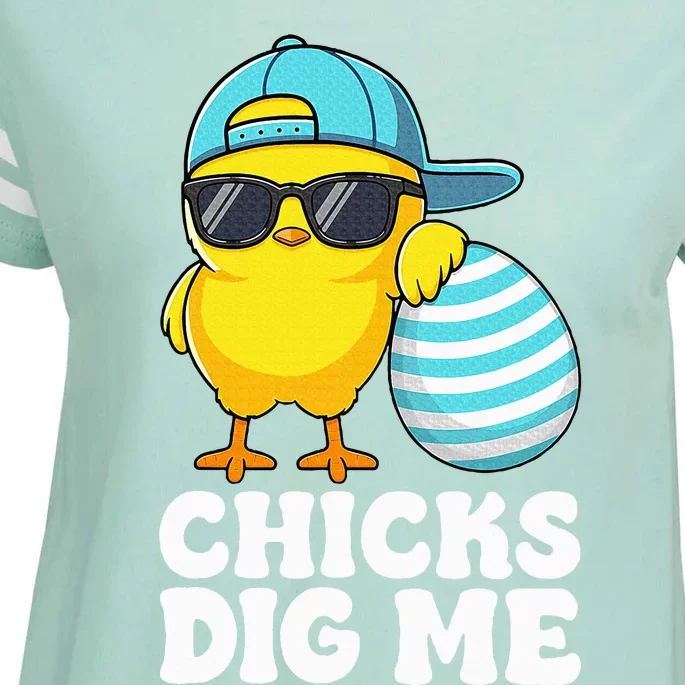 Chicks Dig Me Easter Happy Easter Funny Enza Ladies Jersey Football T-Shirt