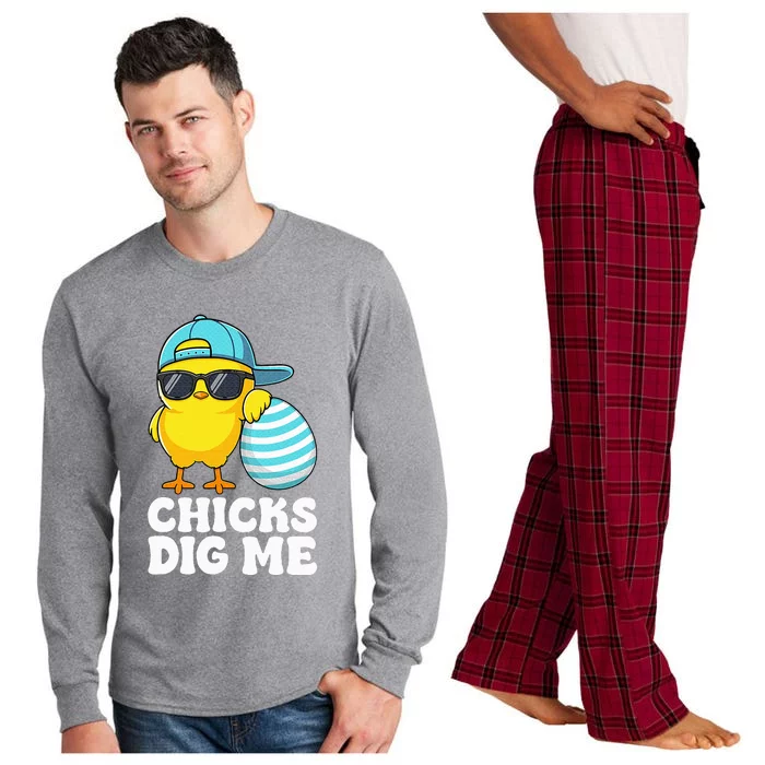 Chicks Dig Me Easter Happy Easter Funny Long Sleeve Pajama Set