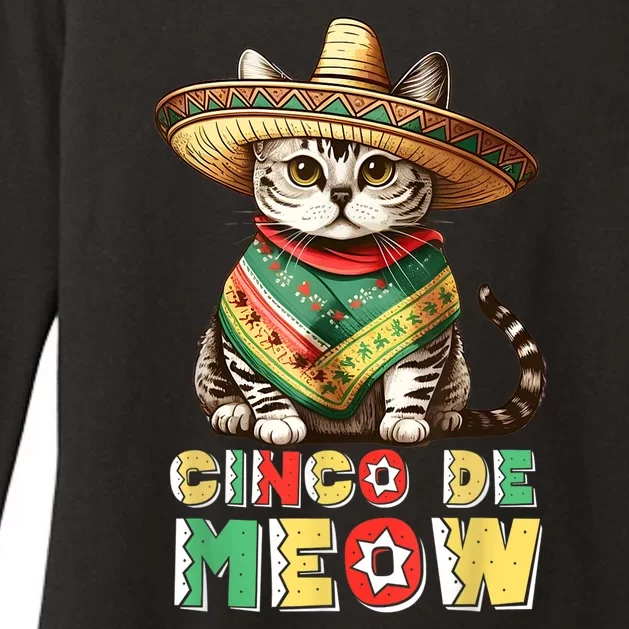 Feliz Cinco de Mayo! Cute Mexican Cat Sombrero Fiesta 5 Mayo Womens CVC Long Sleeve Shirt