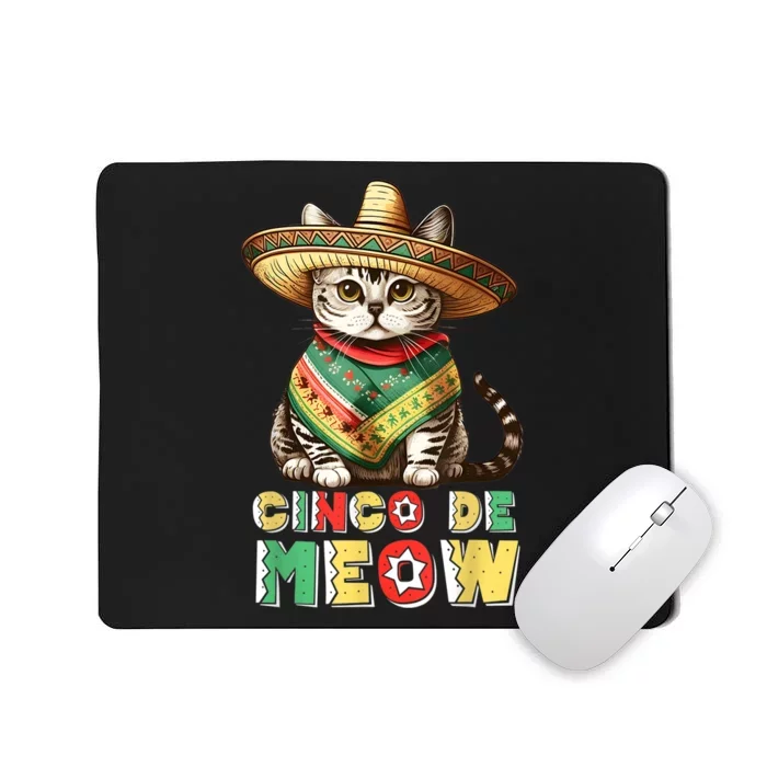 Feliz Cinco de Mayo! Cute Mexican Cat Sombrero Fiesta 5 Mayo Mousepad