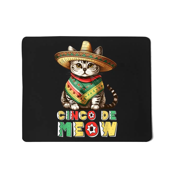 Feliz Cinco de Mayo! Cute Mexican Cat Sombrero Fiesta 5 Mayo Mousepad