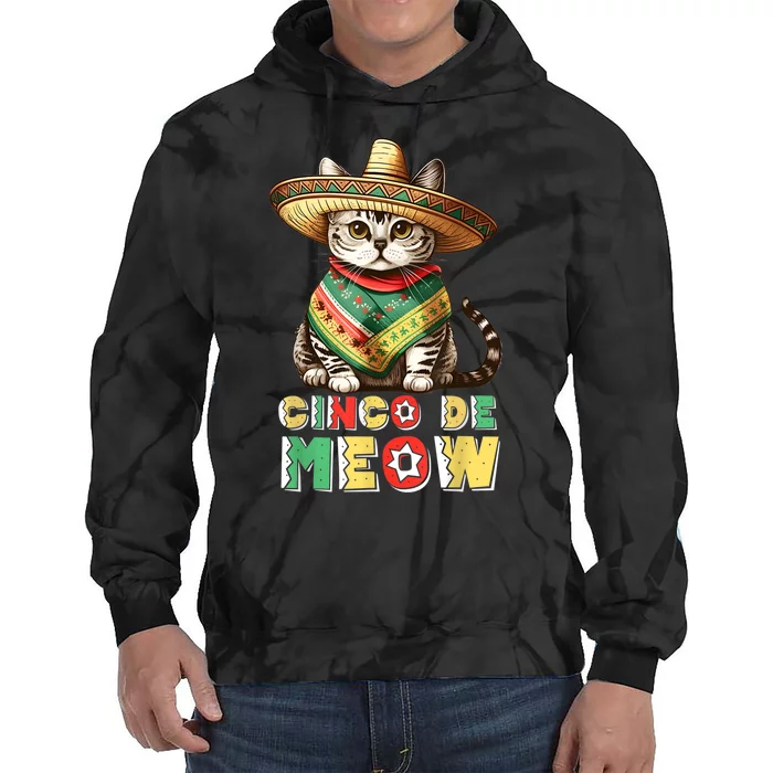 Feliz Cinco de Mayo! Cute Mexican Cat Sombrero Fiesta 5 Mayo Tie Dye Hoodie