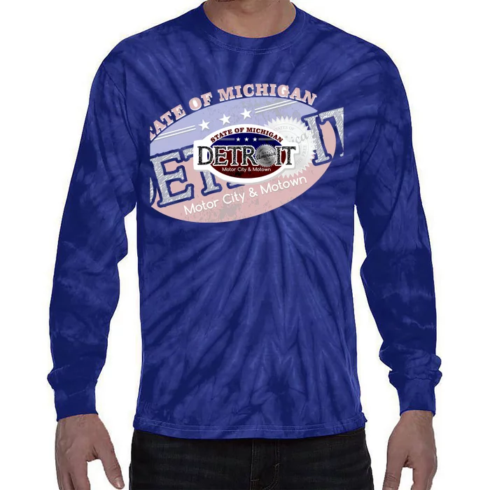 Cool Detroit Motor City Motown Logo Tie-Dye Long Sleeve Shirt