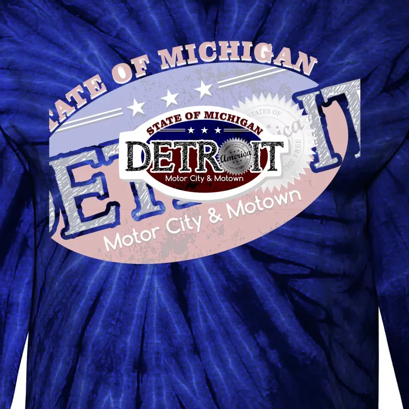 Cool Detroit Motor City Motown Logo Tie-Dye Long Sleeve Shirt